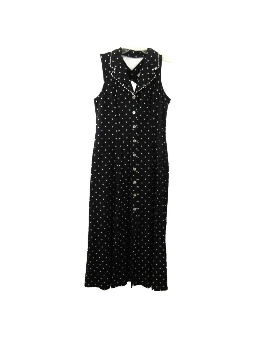 Sheri Martin NY Midi Dress 12P Black White Polka Dot Cross X Back Sleeveless VTG